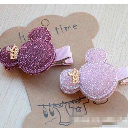 Crown Hair Clip Kids Children Hairpin Sequin Heart Bear Shiny Fabrics